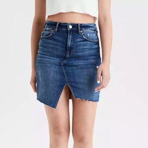 High waisted denim skirt